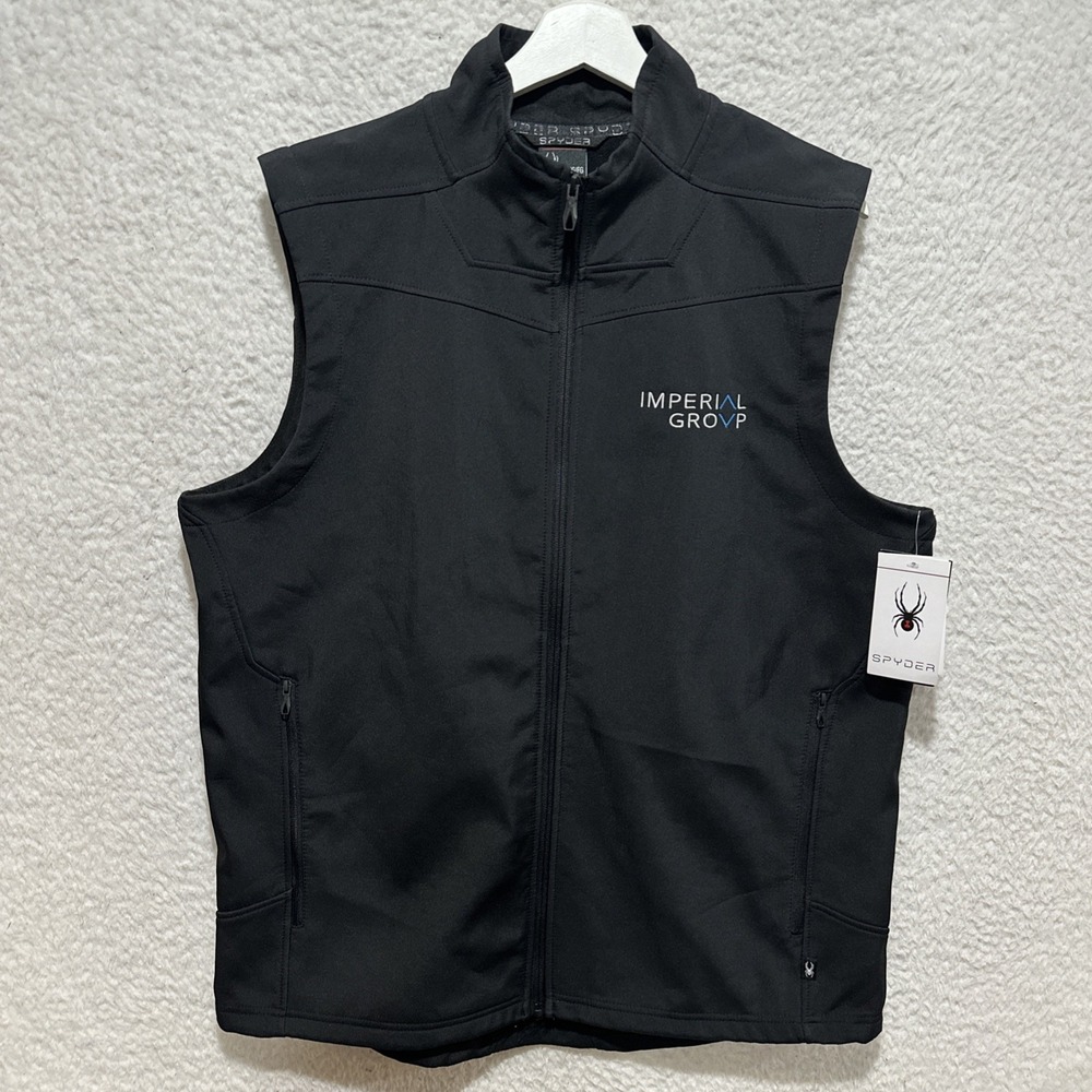 Spyder Vest Size XL Black Full Zip Soft Shell Embroidered Logo Company NWT